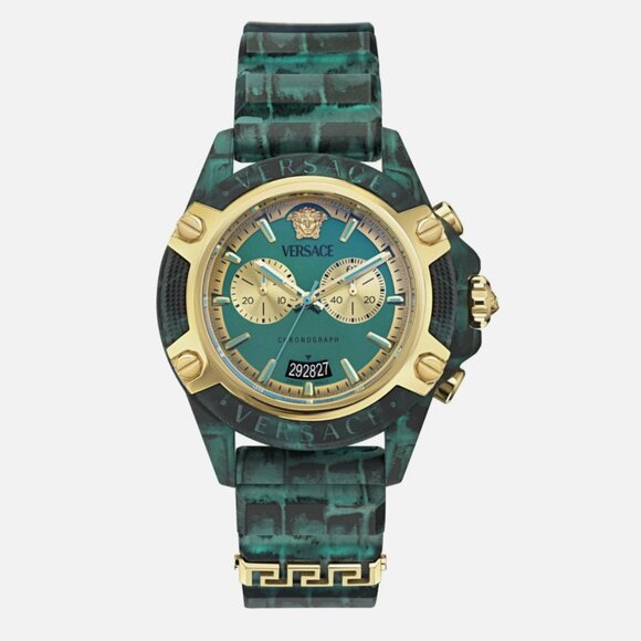 Versace Mens Green Active 44mm Strap Fashion Watch
